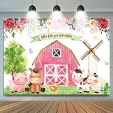 Blumen Bauernhof Niedlich Tiere Glücklich Geburtstag Hintergrund